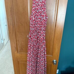 J. Crew Red and White Floral Dress